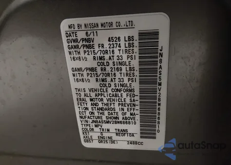 2011 Nissan Rogue S z USA, uszkodzony, nr VIN JN8AS5MV2BW686810